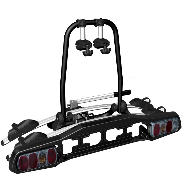 Zusammenklappbarer, neigbarer, abschließbarer 50-mm-Anhängerkupplungs-Anhängerkupplungs-Transportfahrradträger für 2 Fahrräder, maximale Belastung 30 kg 